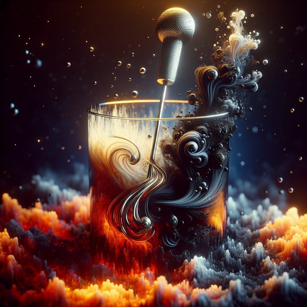 Black and White Liquids Merge: Fantasy Concept Art