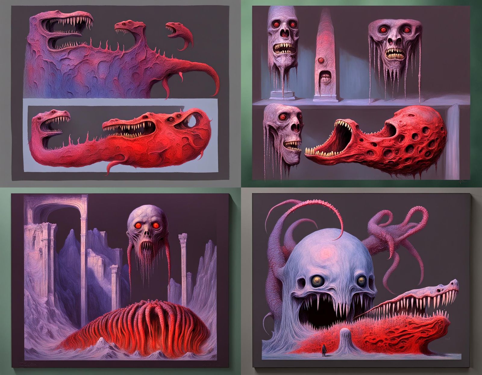 Eldritch God of Lamprey Mouths in Dark Horror Art