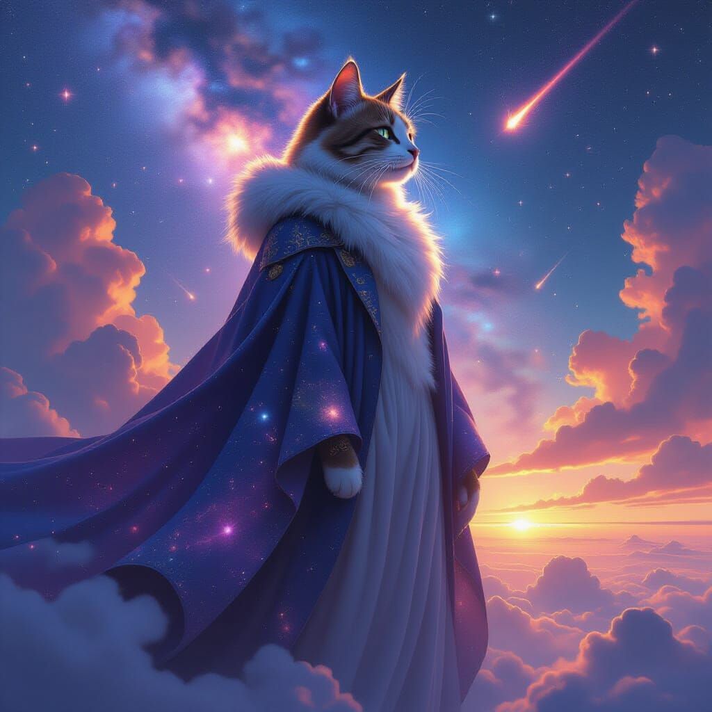 Celestial Cat Rising: A Cosmic Masterpiece