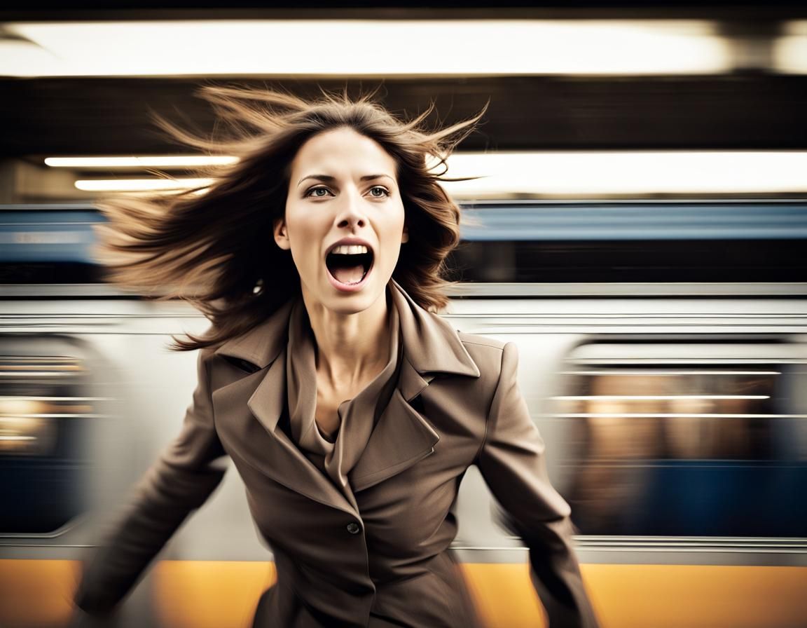 Woman in Motion: Capturing Urban Urgency