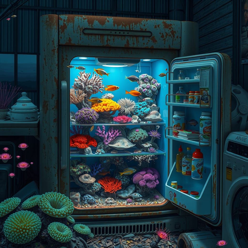 Coral Reef Refrigerator: A Vintage Illustration