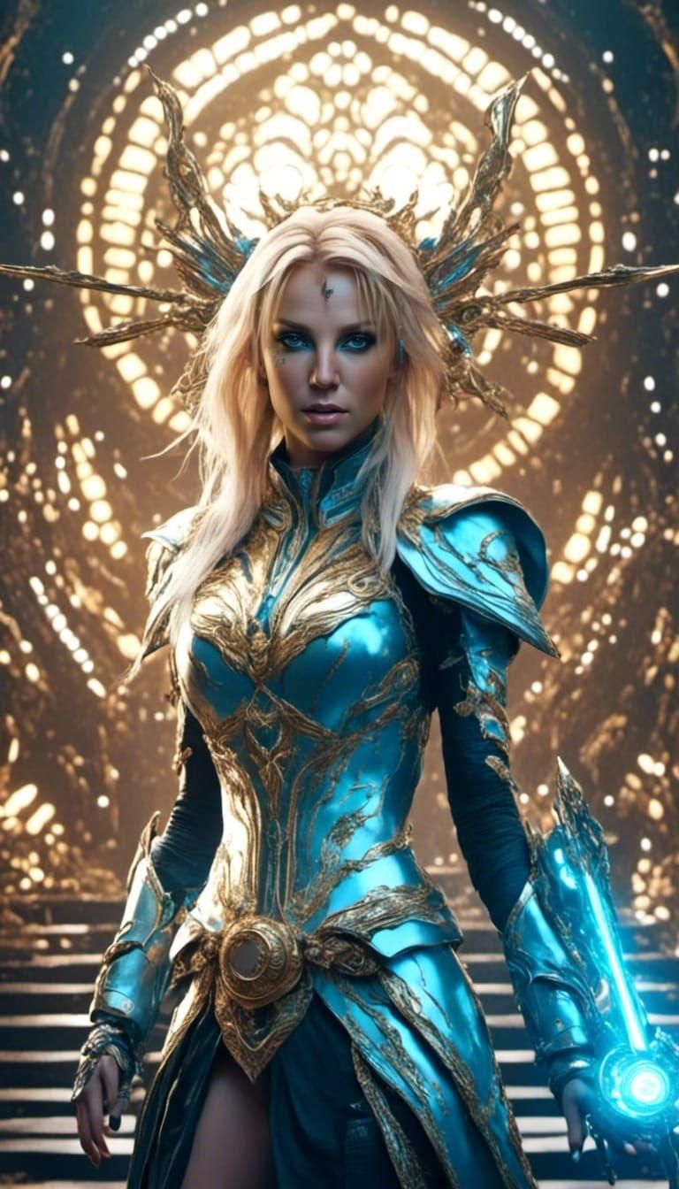 Cyberpunk Britney Spears as Final Fantasy Cyborg
