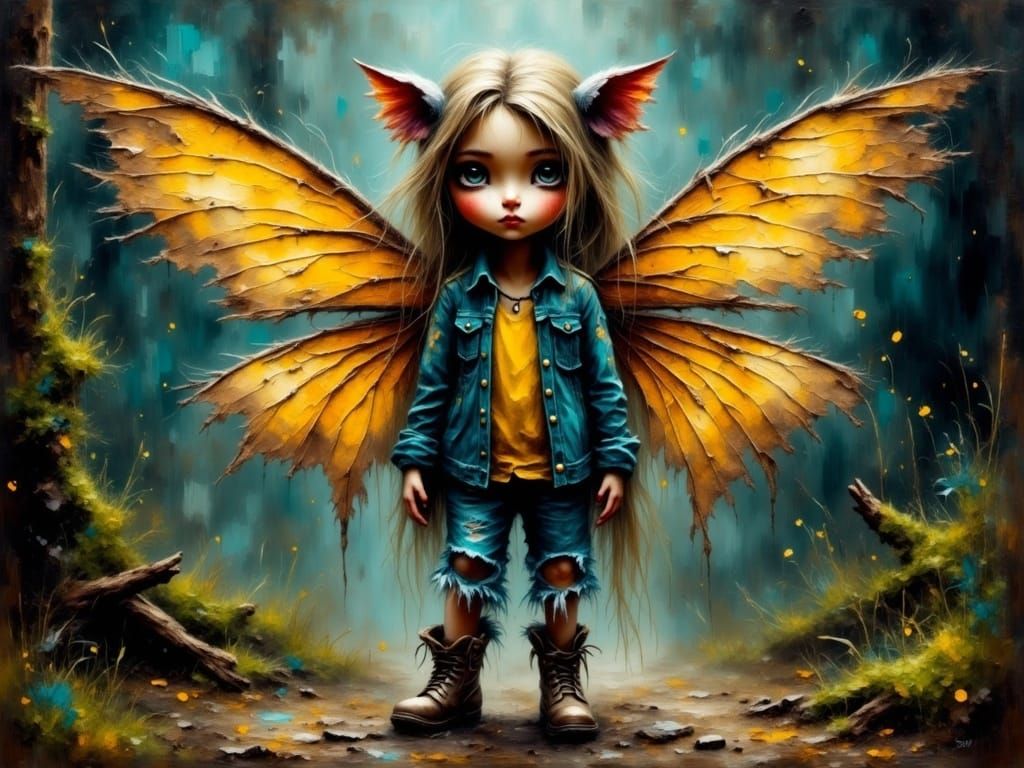 Whimsical Fairy in Moody Grunge Forest