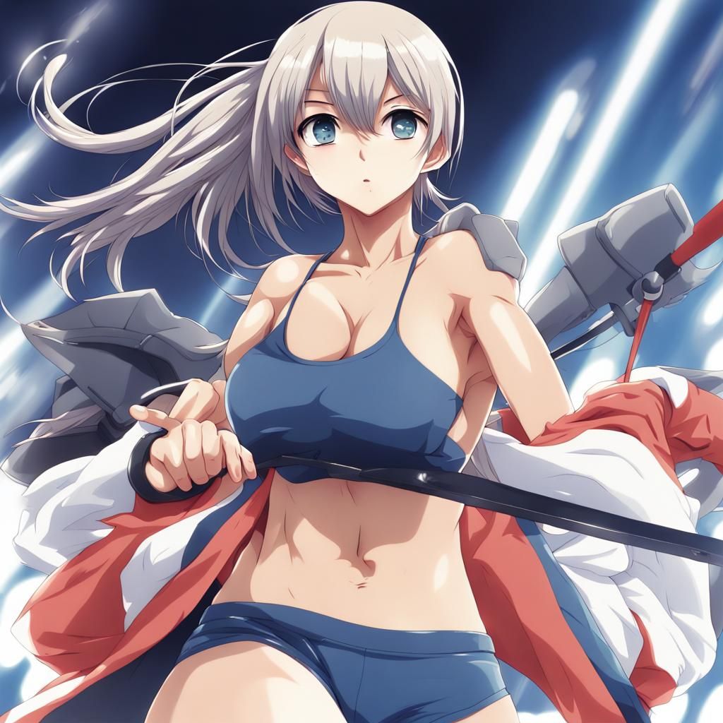 Anime Nude Sporty Woman with Large Breasts
