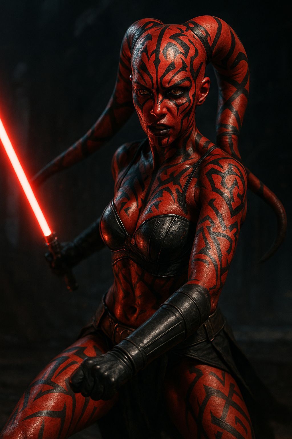 Photorealistic Darth Talon with Red Lightsaber