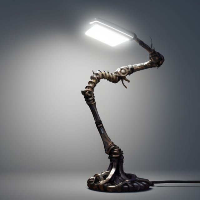 Hyperdetailed Mechanical Desk Lamp in 8K Resolution