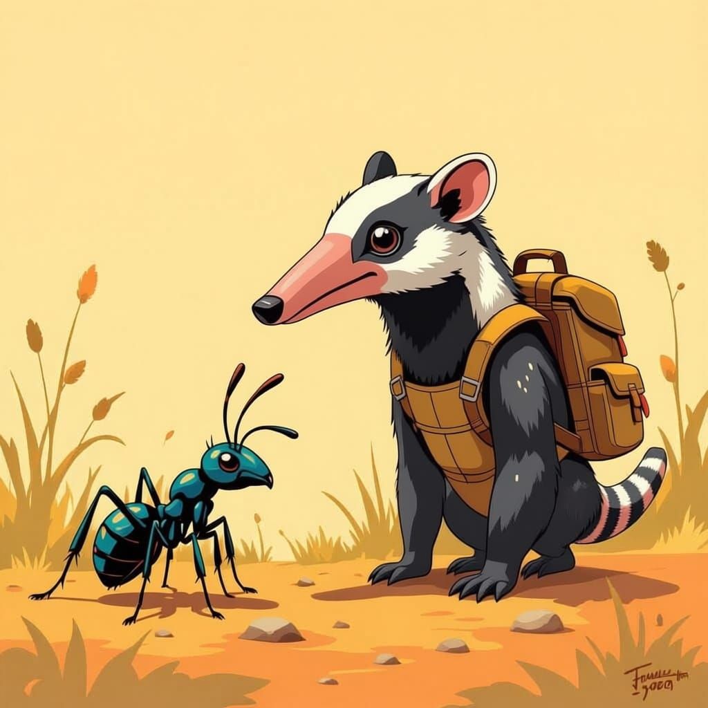 Ant Meets Anteater in Vibrant Digital Art