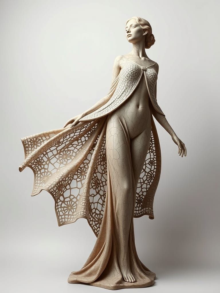 Abstract Art Nouveau Sculpture with Flowing Cape