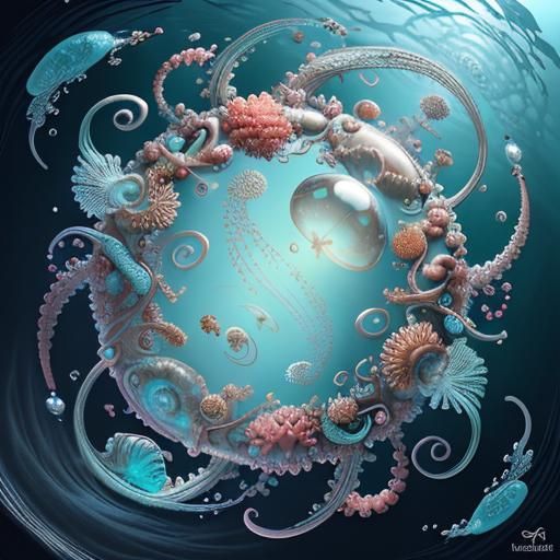 Underwater Marine Life Mosaic in Glass Orb