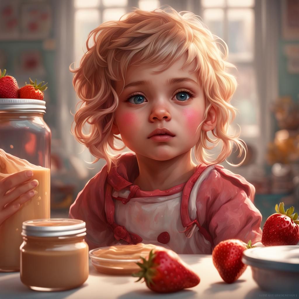 Peanut Butter Strawberry Hybrid Portrait in Art Nouveau Styl...