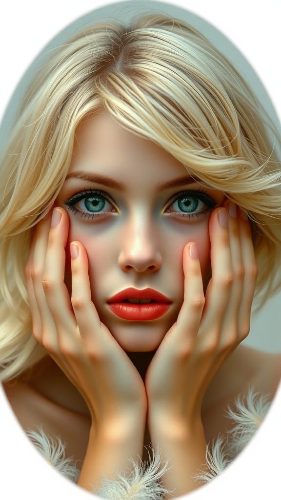 Astonished Blonde in Ethereal Art Nouveau Portrait