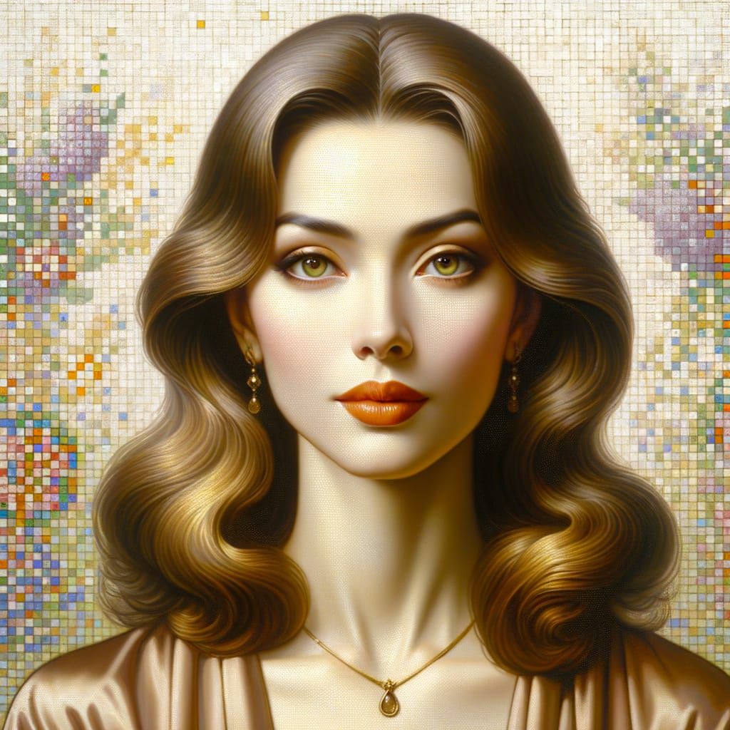 Neo-Impressionist Portrait of Beautiful Woman in Oils