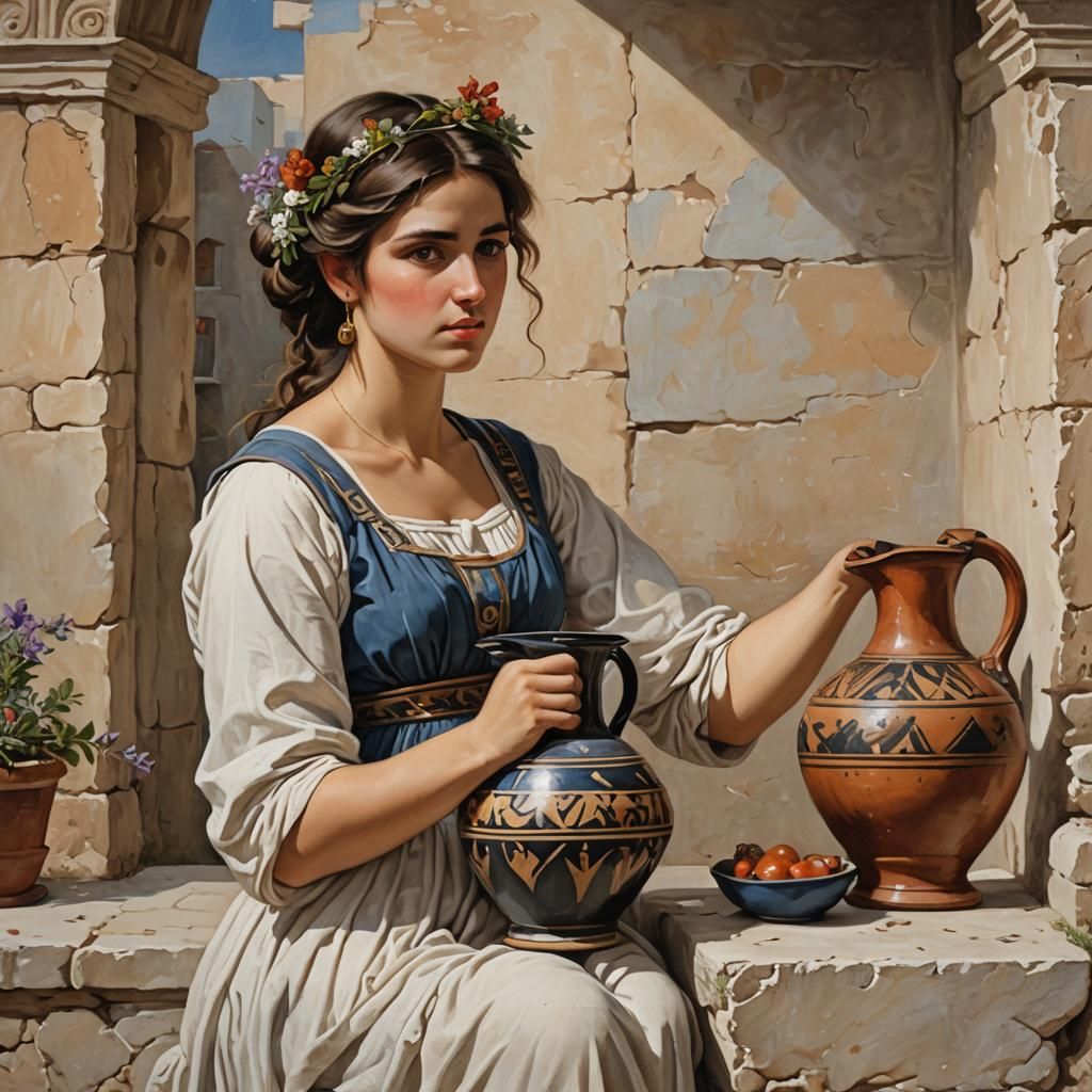 Pretty Girl with Greek Jug
