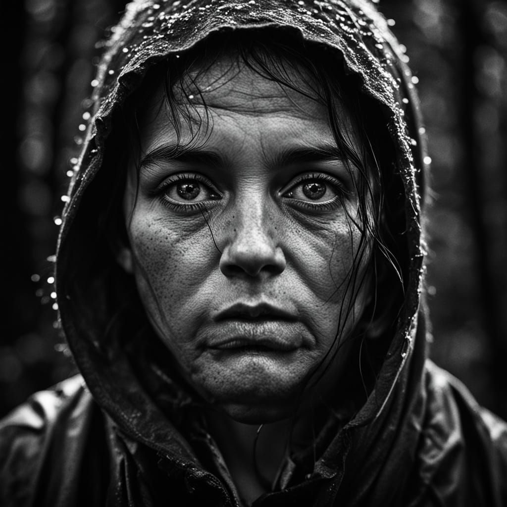Moody Forest Portrait in Black and White