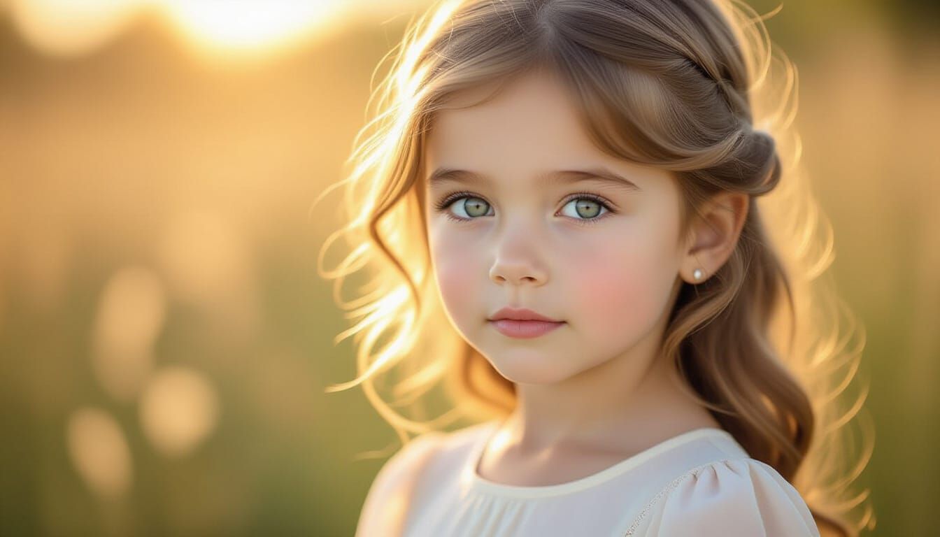 Dreamy Portrait of a Girl in Golden Sunlight