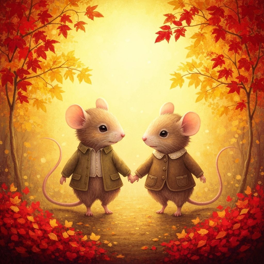 Charming Mice Couple in Autumnal Scene