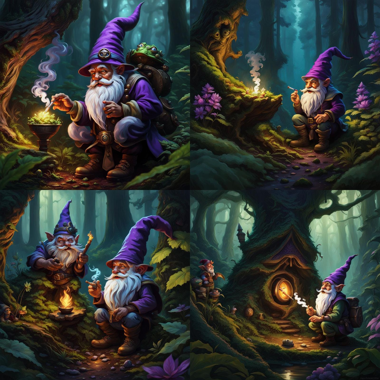 Gnome and Toad Mage in Dark Fantasy Forest