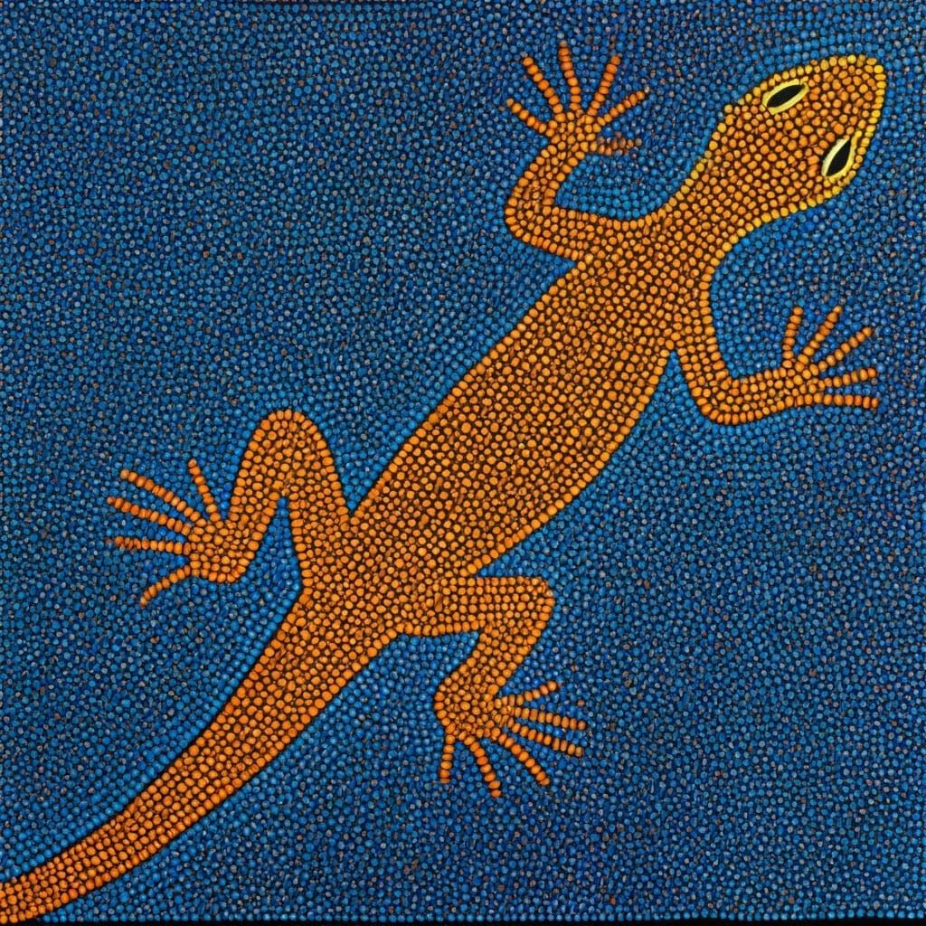Perentie Lizard in Aboriginal Dot Painting Style