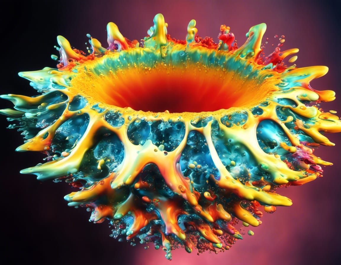 Exploding Fractal Liquid Acrylic Particle Art