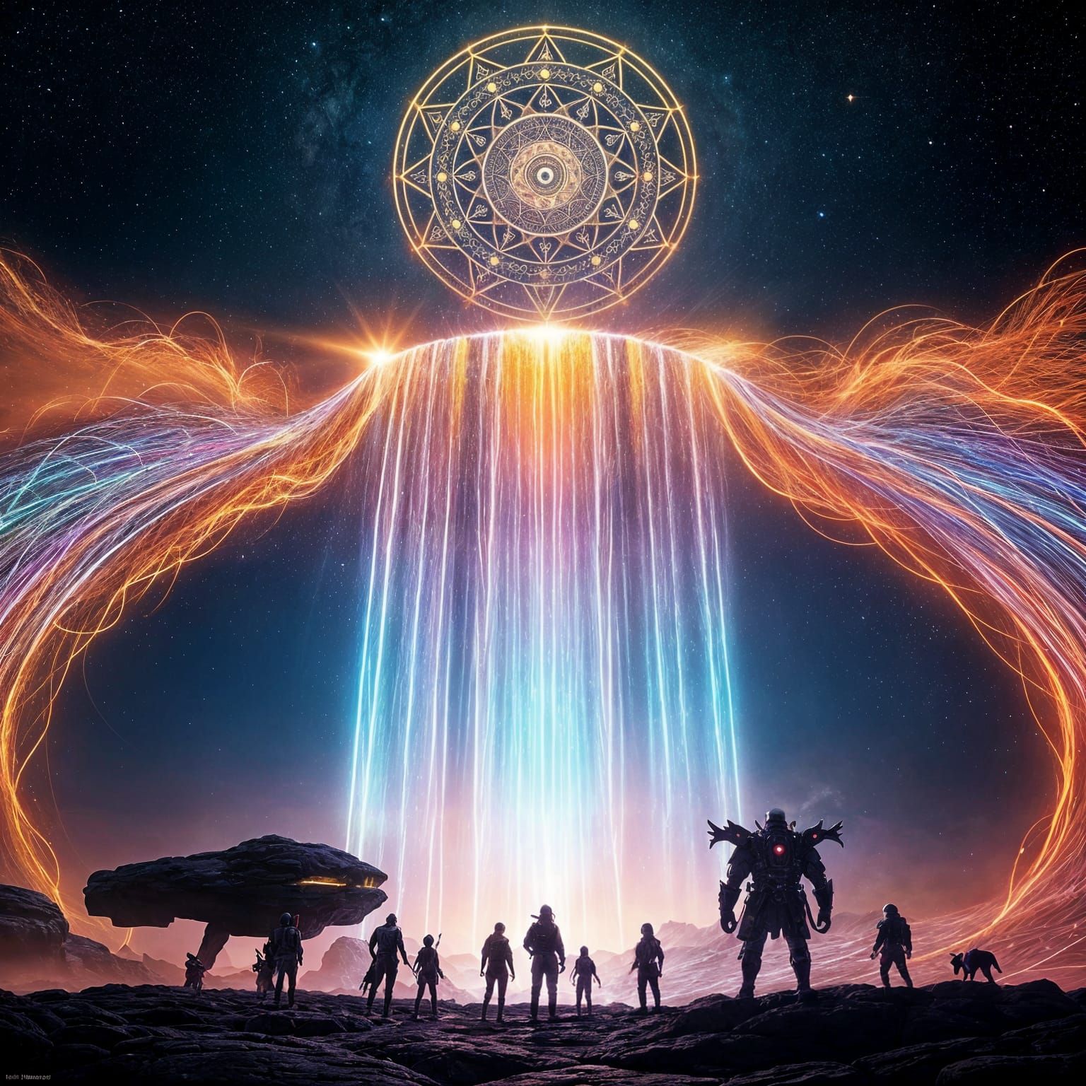 Ethereal Waterfall of Cosmic Energy Unfolds into the Void