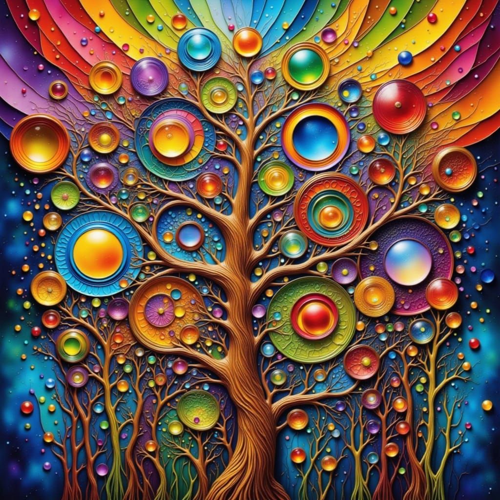 Vibrant Tree of Life in Abstract Fusion Style