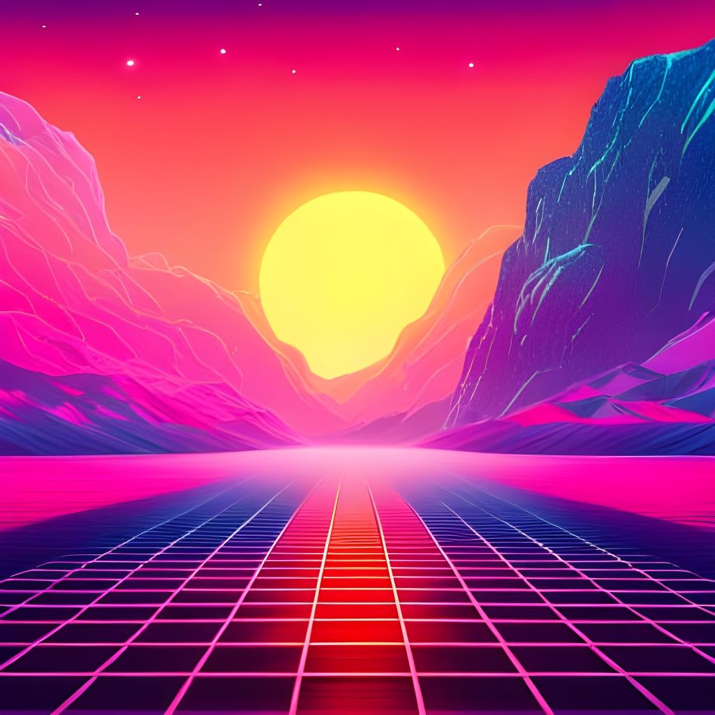 Epic Star in Synthwave Neon Retro Style
