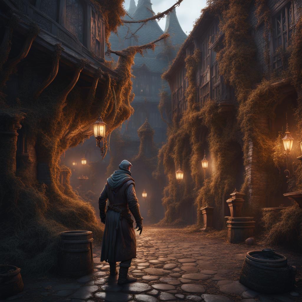 Detailed Matte Painting of a Beggar