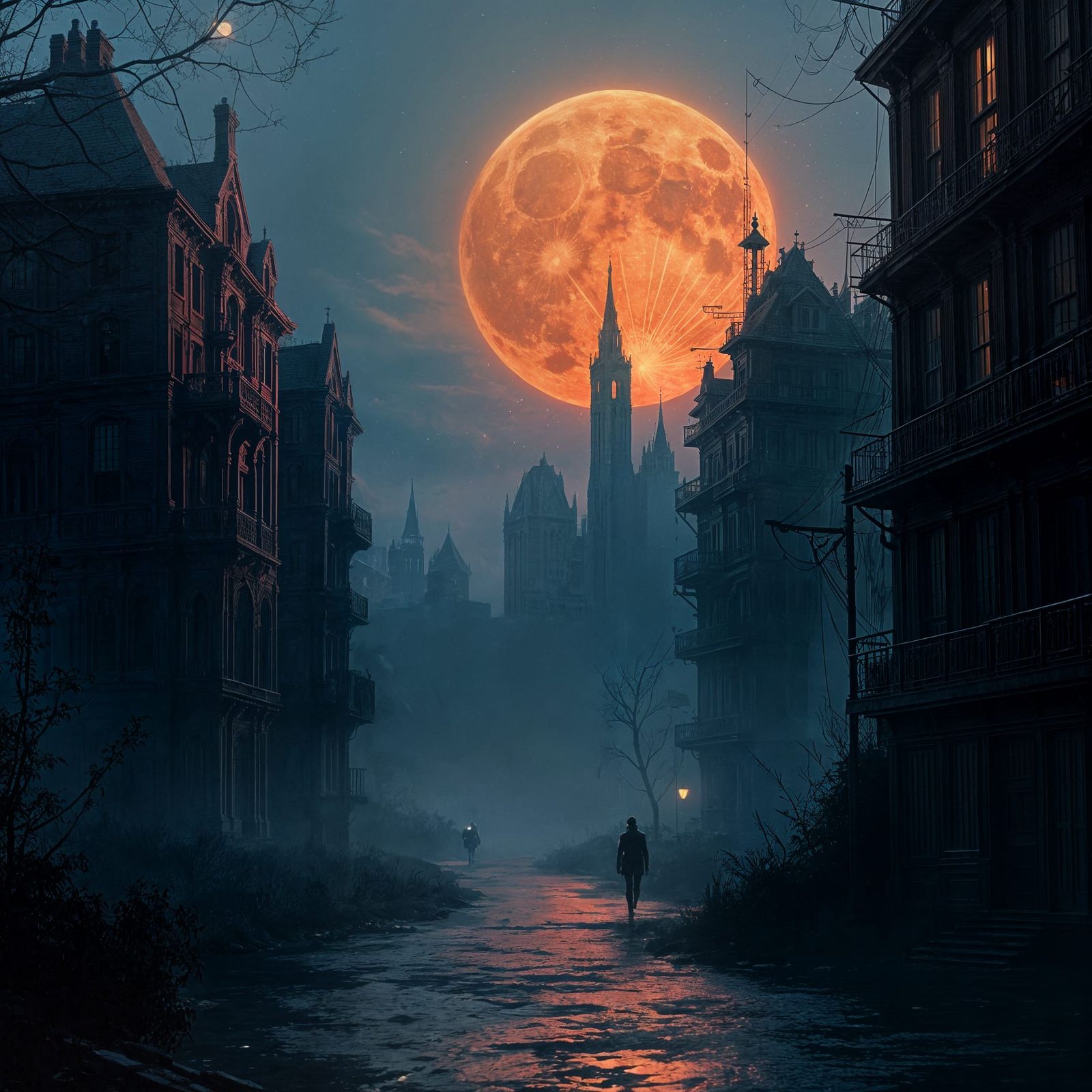 Moonlit Cityscape in Mysterious Nocturne Style