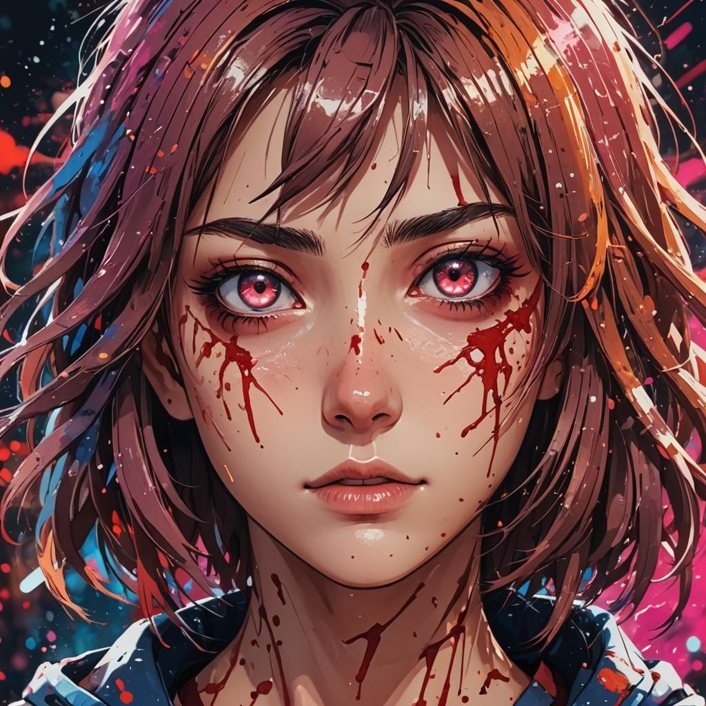 Sharp-Eyed Anime Girl in Cel-Shaded Style