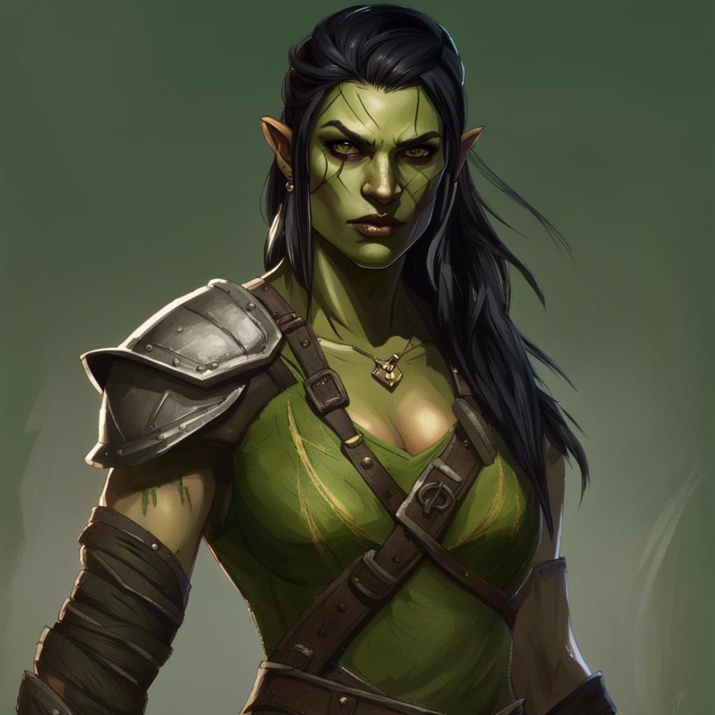 Hyperrealistic Half-Orc Assassin with Golden Eyes