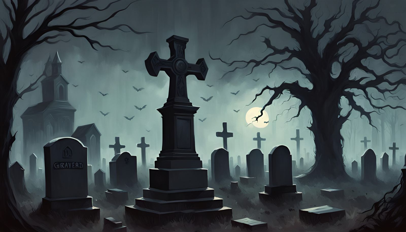Sinister Graveyard in Dark Fantasy Style