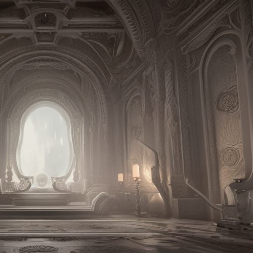 Detailed White Room Concept Art