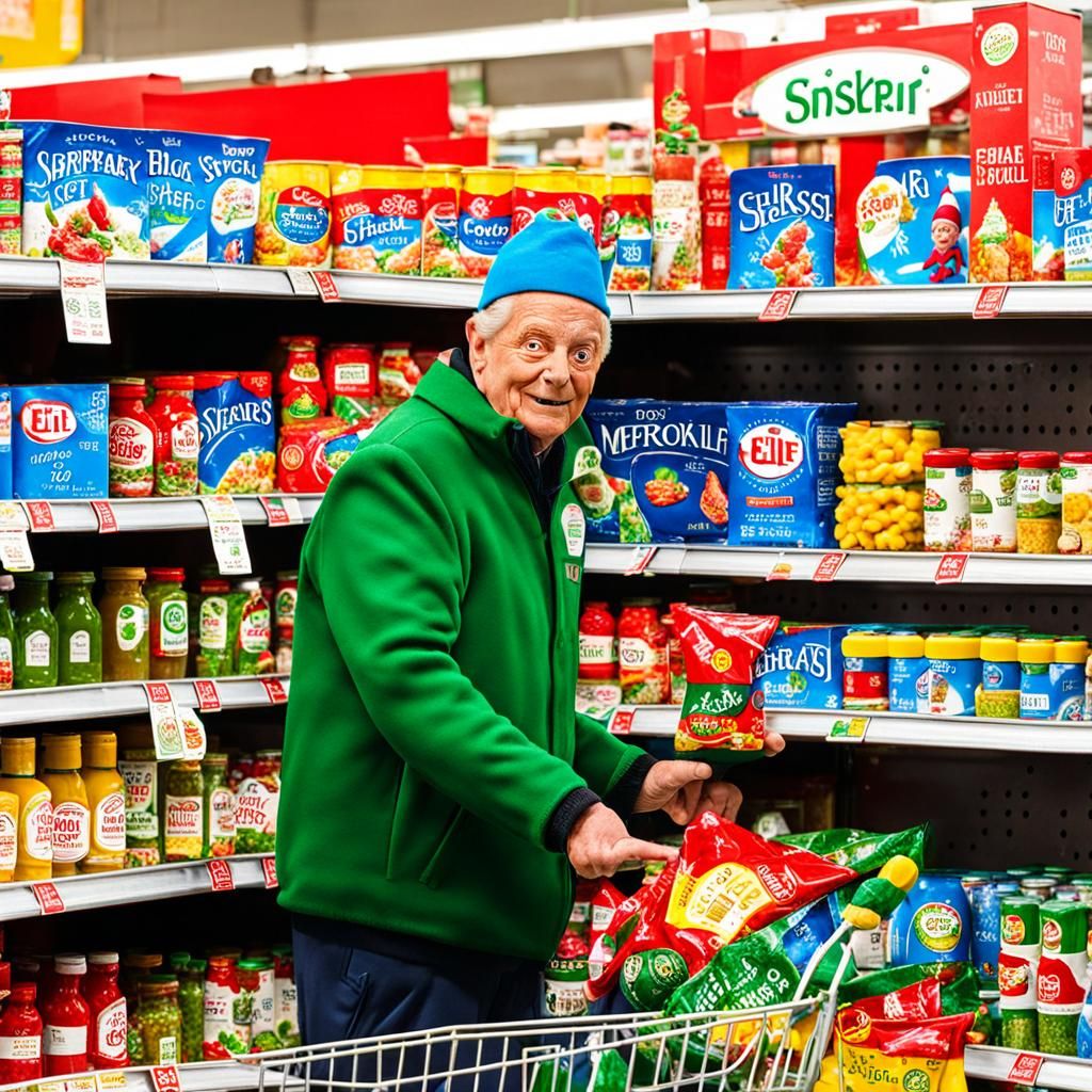 Elf who stocks the supermarket shelf