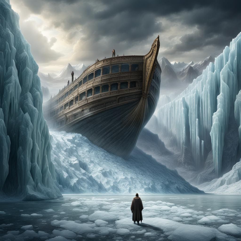 Noah's Ark in Glacier with Angel: Digital Matte Painting
