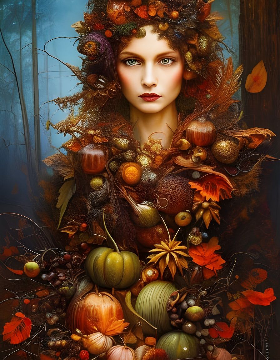 Autumn Nymph Hedgehog Hibernation: Detailed Fantasy Art