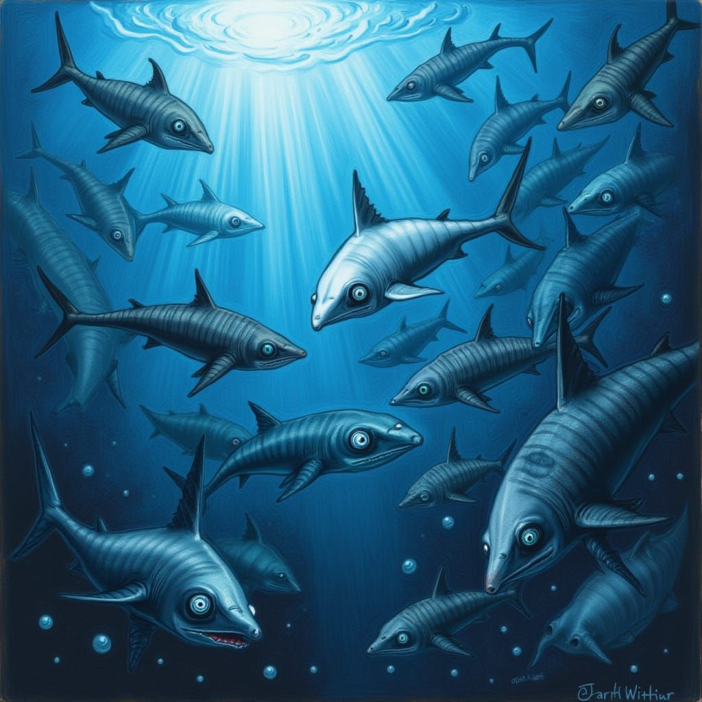 Shark Frenzy Underwater Scene