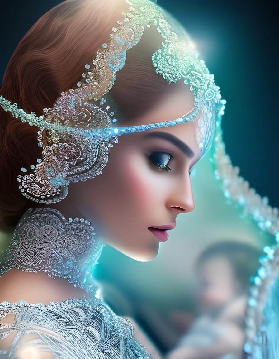 Glass Woman Holding Child: Digital Fractal Art