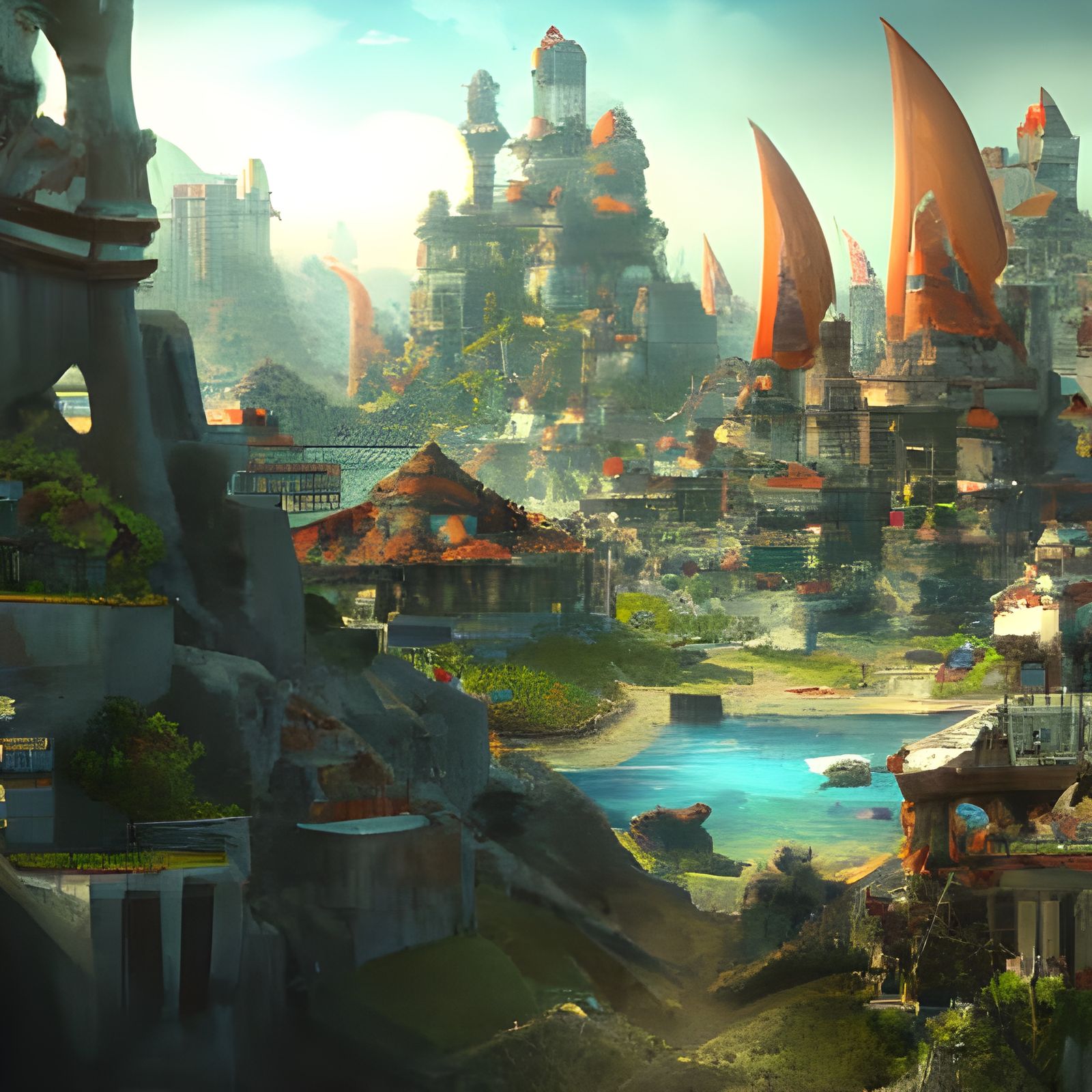 Fantastical Town Matte Painting in Unreal Engine 5