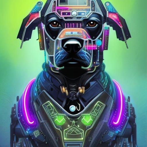 Cyber Punk Dogs - Neon Darth by Lord Elboron