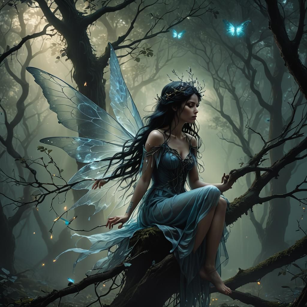 Shadow Fairy Queen in Mystical Forest
