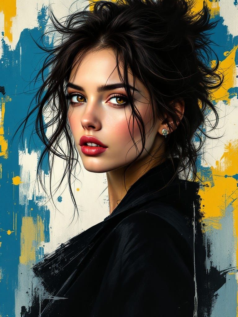 Vibrant Ukrainian Beauty in Bold Graphic Style