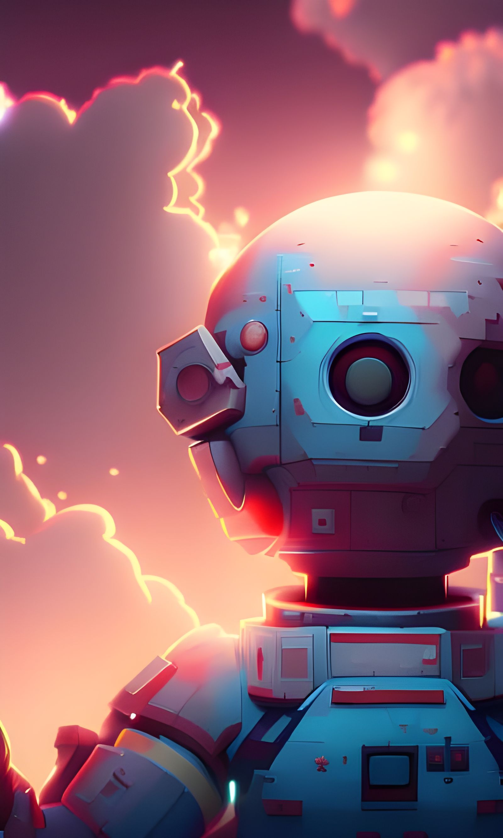 Astronaut Synthesizer Player in Psychedelic Clouds