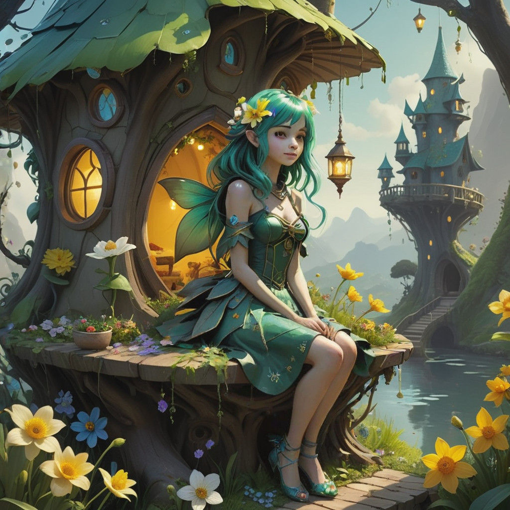 Vibrant Fairy in Whimsical Graffiti Art