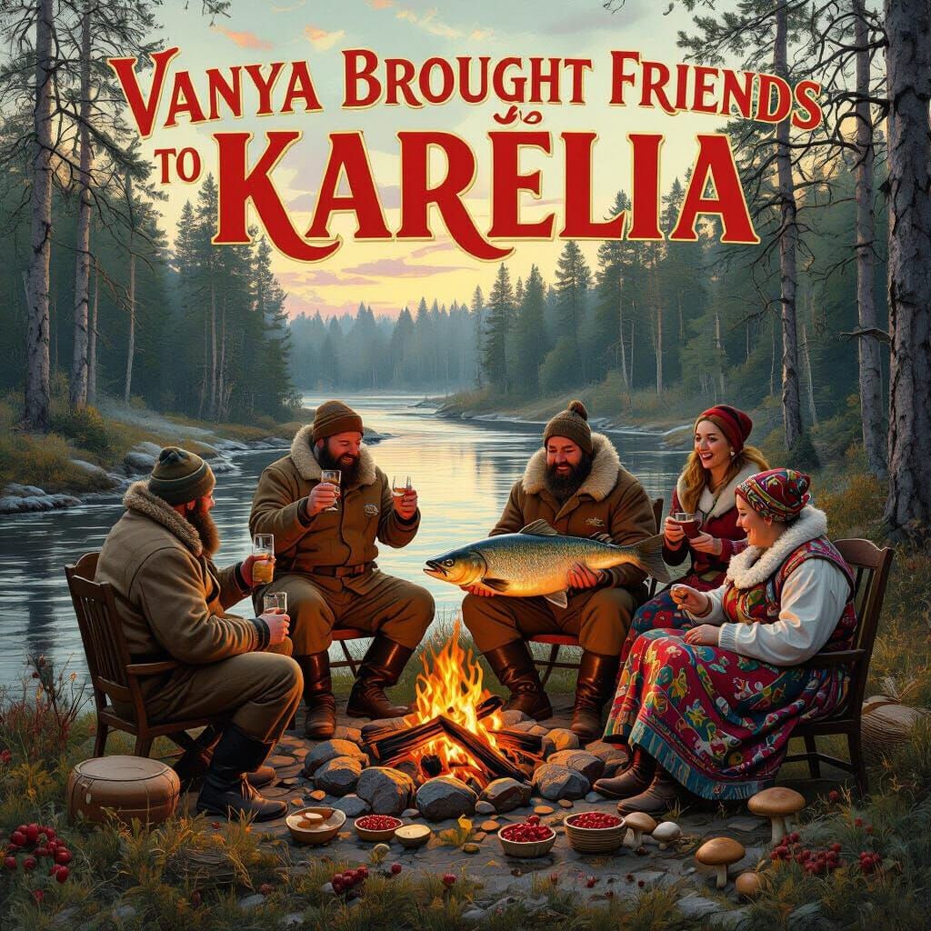 Karelian Forest Celebration with Friends: Detailed Matte Pai...