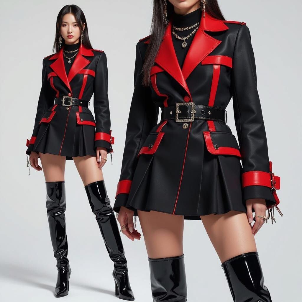 K-Pop Idol in Red Latex Boots, Digital Art