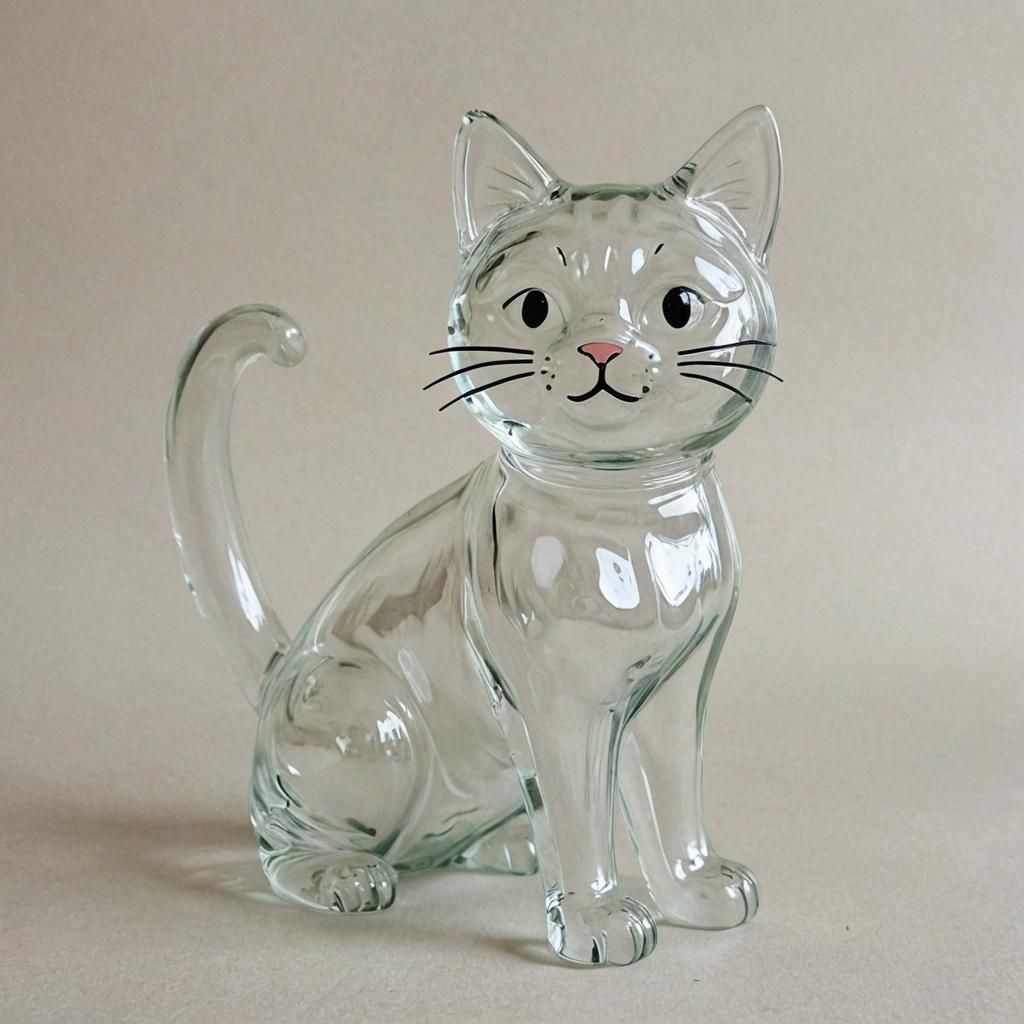 Translucent Glass Cat Sculpture
