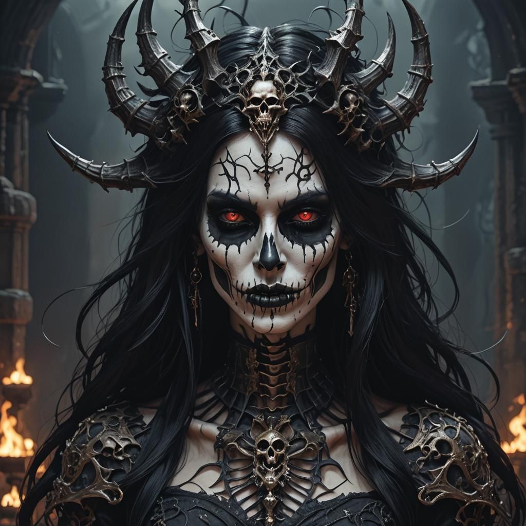 Skeletal demon goth girl