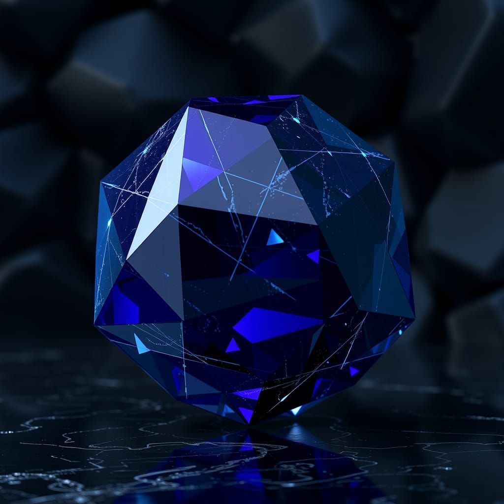 Spinning Octahedron with Glossy Obsidian Walls