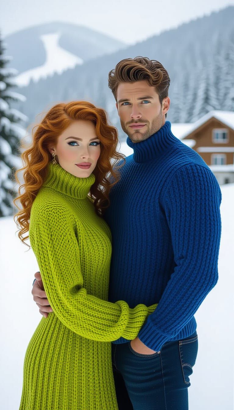 Winter Wonderland Couple in Cinematic Film Still