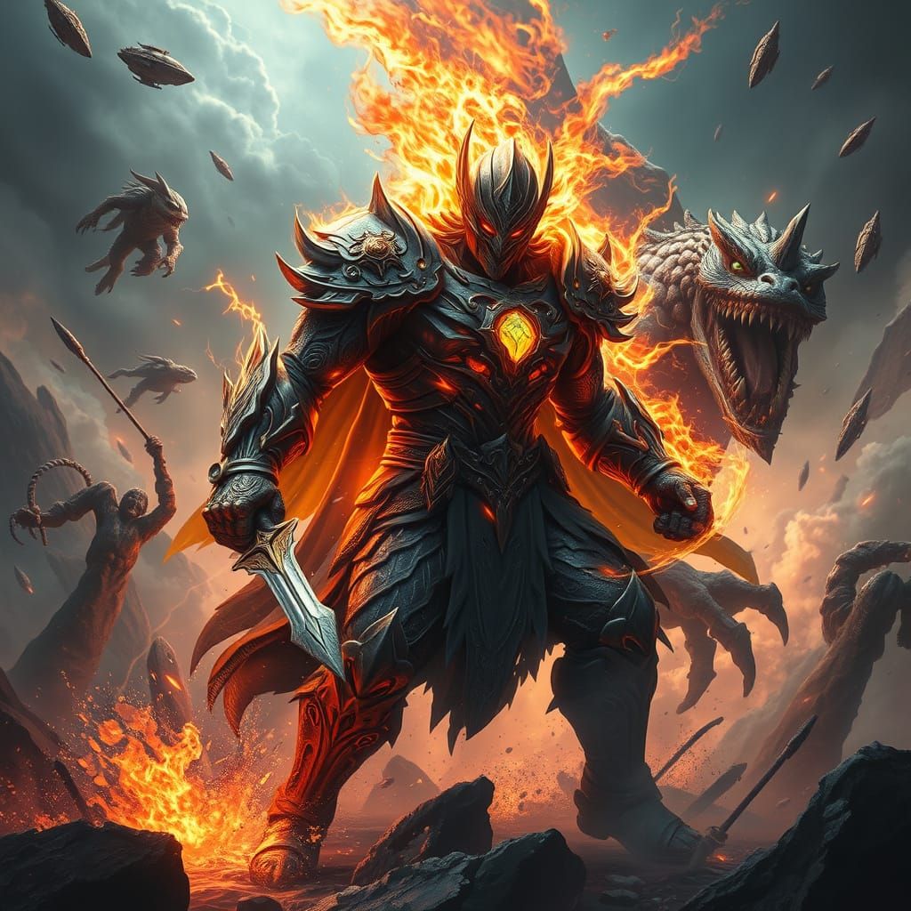 Legendary Warrior Battles Colossal Nightmarish Monsters in a...